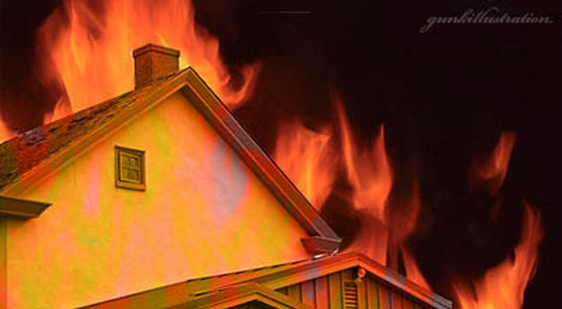 Ilustrasi Rumah Terbakar saat Pemiliknya Memasak dengan Kayu